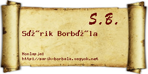 Sárik Borbála névjegykártya