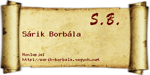 Sárik Borbála névjegykártya